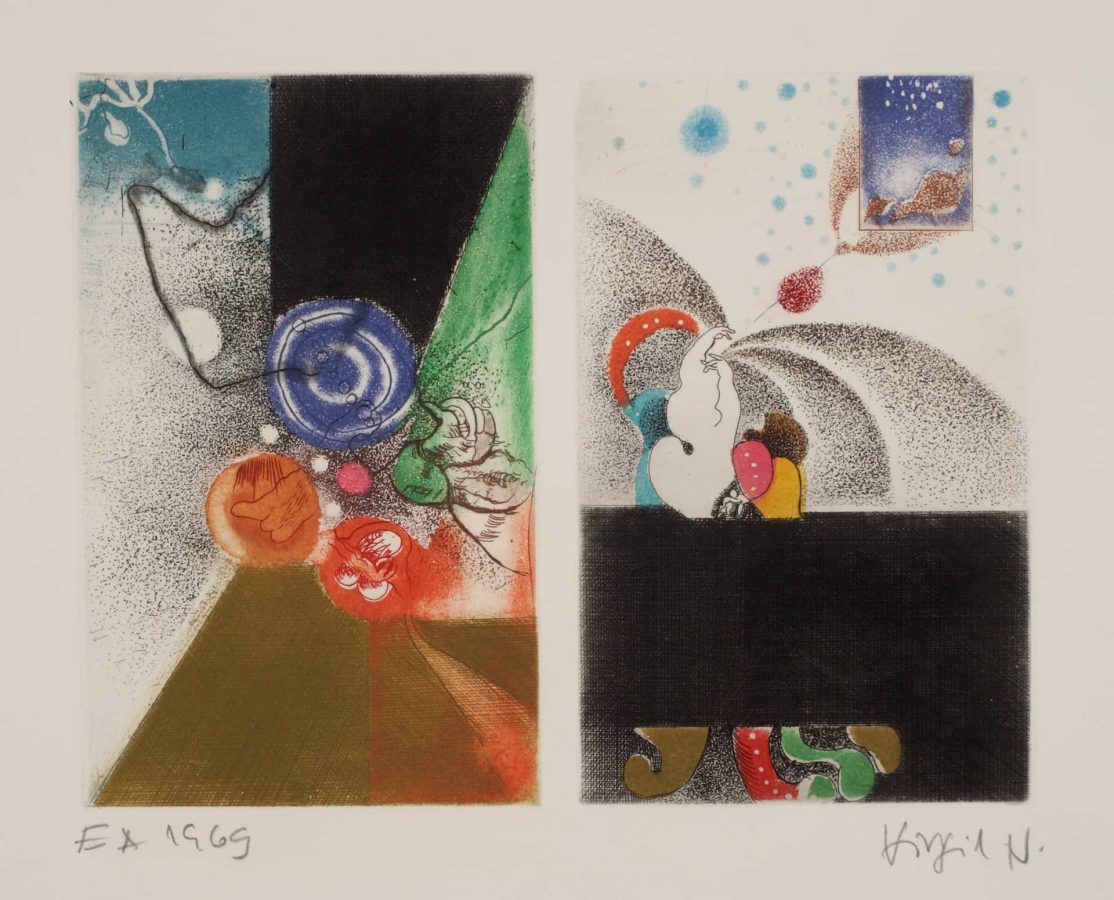 Virgilije Nevjestić, vladao je brojnim likovnim disciplinama. Sjajna tehnička postignuća u grafičkim tehnikama odlikuje bogata i živa naracija u kojoj se ljudski likovi isprepliću s elementima prirode i urbanih pejzaža u fantastičnim svjetovima nadrealističkog ugođaja. Četiri desetljeća stvaralaštva obuhvaća tisuće i tisuće grafičkih listova, desetke grafičkih mapa i bibliofilskih izdanja, oduševljavjući snagom imaginacije i sposobnosti pričanja priča profinjenim vizualnim jezikom figuracije s povremenim prodorima u apstrakciju.