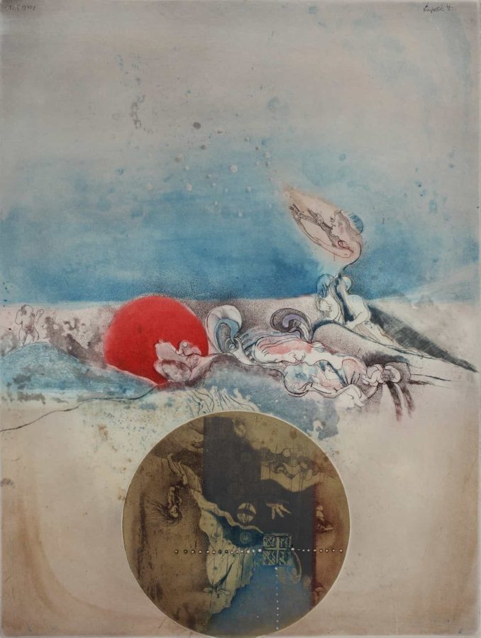 Virgilije Nevjestić, vladao je brojnim likovnim disciplinama. Sjajna tehnička postignuća u grafičkim tehnikama odlikuje bogata i živa naracija u kojoj se ljudski likovi isprepliću s elementima prirode i urbanih pejzaža u fantastičnim svjetovima nadrealističkog ugođaja. Četiri desetljeća stvaralaštva obuhvaća tisuće i tisuće grafičkih listova, desetke grafičkih mapa i bibliofilskih izdanja, oduševljavjući snagom imaginacije i sposobnosti pričanja priča profinjenim vizualnim jezikom figuracije s povremenim prodorima u apstrakciju.