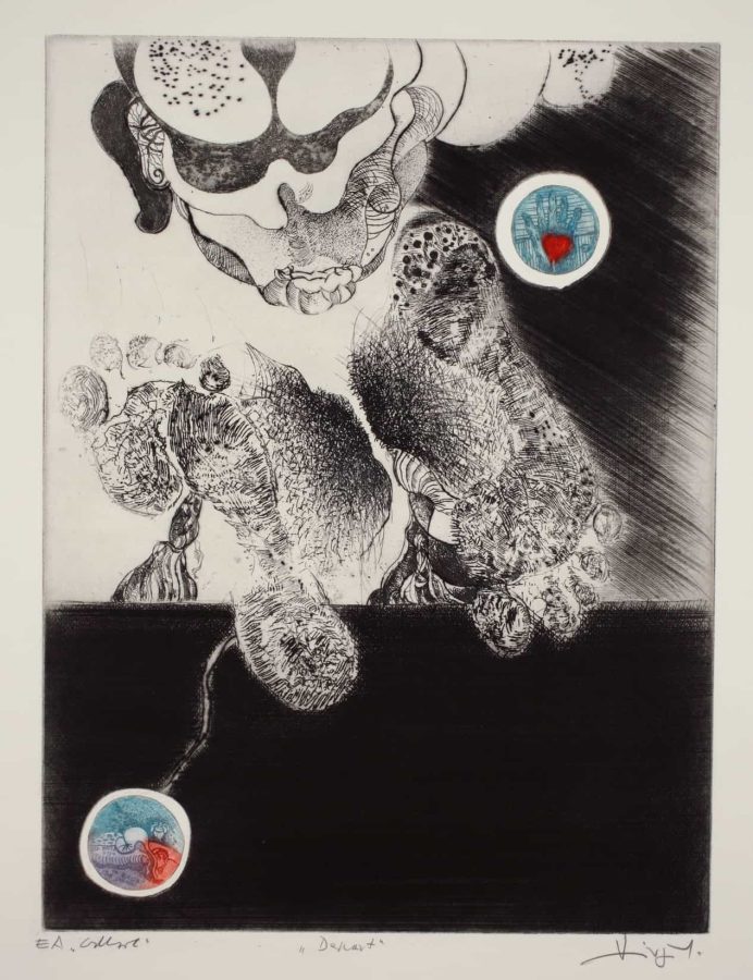 Virgilije Nevjestić, vladao je brojnim likovnim disciplinama. Sjajna tehnička postignuća u grafičkim tehnikama odlikuje bogata i živa naracija u kojoj se ljudski likovi isprepliću s elementima prirode i urbanih pejzaža u fantastičnim svjetovima nadrealističkog ugođaja. Četiri desetljeća stvaralaštva obuhvaća tisuće i tisuće grafičkih listova, desetke grafičkih mapa i bibliofilskih izdanja, oduševljavjući snagom imaginacije i sposobnosti pričanja priča profinjenim vizualnim jezikom figuracije s povremenim prodorima u apstrakciju.